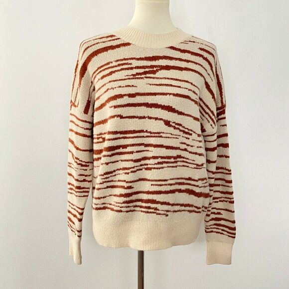 4SI3NNA Womens Zebra Print Pullover Sweater Crewneck Long Sleeve S Small - Picture 2 of 9